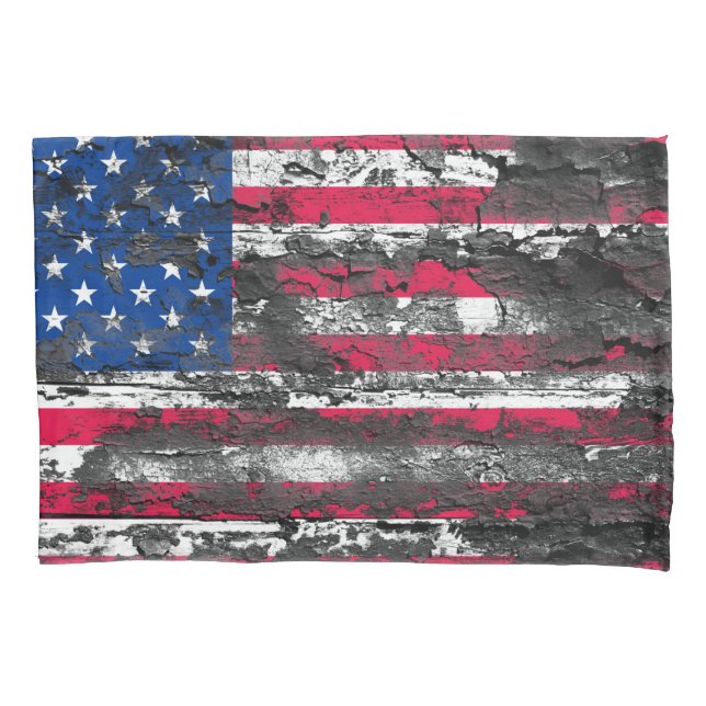Rustic American Flag Pillow Case (Front)