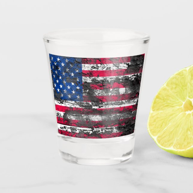 Rustic American Flag Shot Glass (Front)