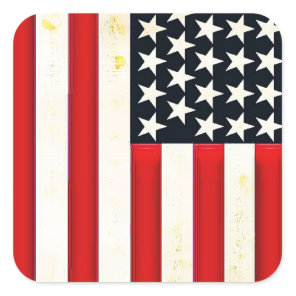 Rustic American Flag Square Sticker