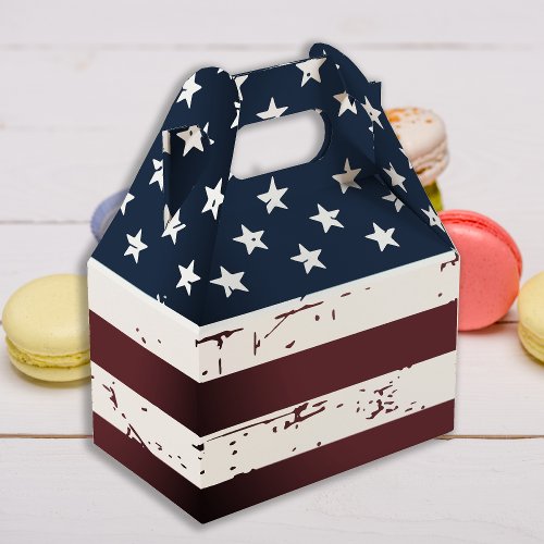 Rustic American Flag Stars And Stripes Favor Boxes