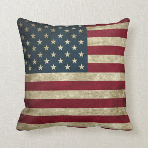 Rustic American Flag Throw Pillow