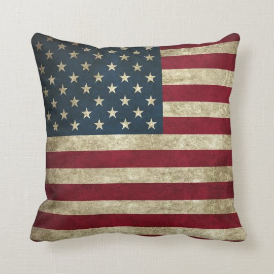Rustic American Flag Throw Pillow