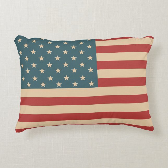 Rustic American Flag Throw Pillow  (Front)