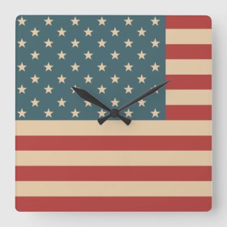 Rustic American Flag Wall Clock