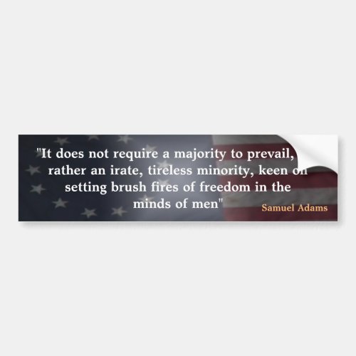 Rustic American Flag With Samuel Adams quote Bumper Sticker