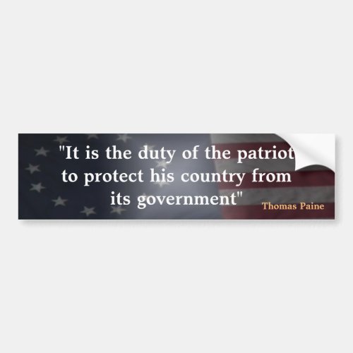 Rustic American Flag With Thomas Paine quote Bumper Sticker