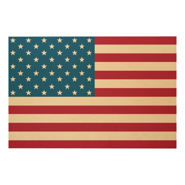 Rustic American Flag Wood Canvas Art Gift (Front)
