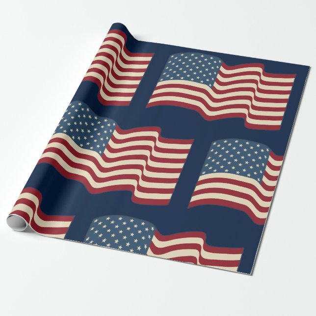 Rustic American Flag Wrapping Paper  (Unrolled)