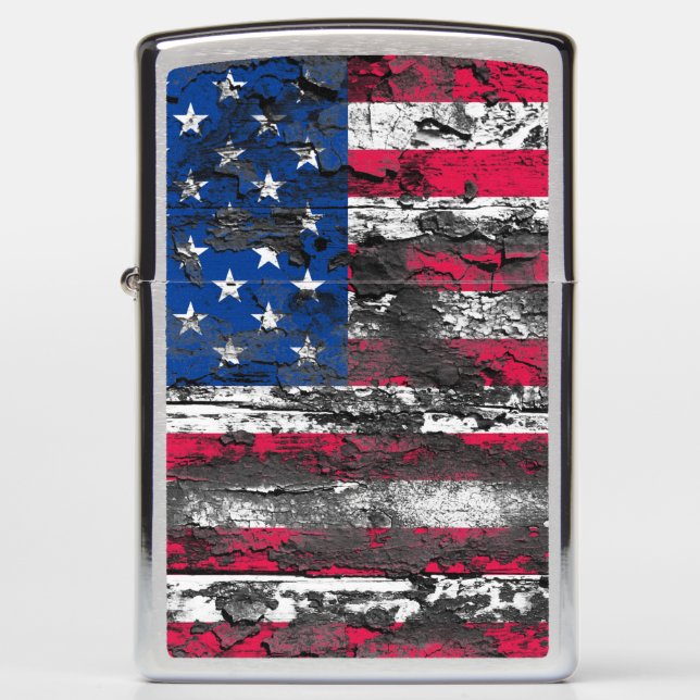 Rustic American Flag Zippo Lighter (Front)
