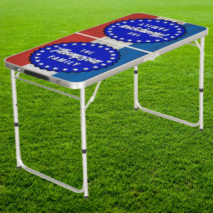 Rustic American Red, White, and Brew Blue Tailgate Beer Pong Table