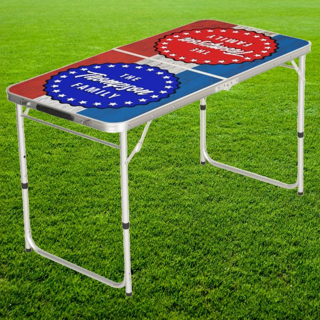 Rustic American Red White & Brew Red&Blue Tailgate Beer Pong Table (Creator Uploaded)