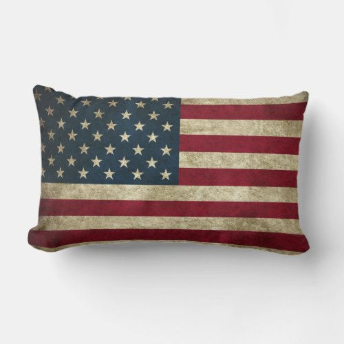 Rustic American Stars and Stripes Flag Lumbar Pillow
