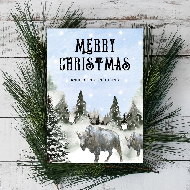 Rustic American West Merry Christmas Business Holiday Card (Creator Uploaded)