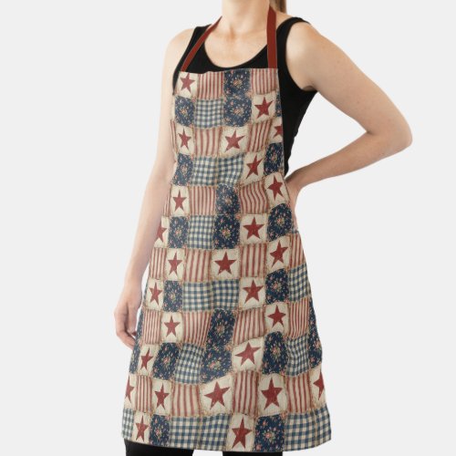 Rustic Americana Patchwork Aesthetic Apron