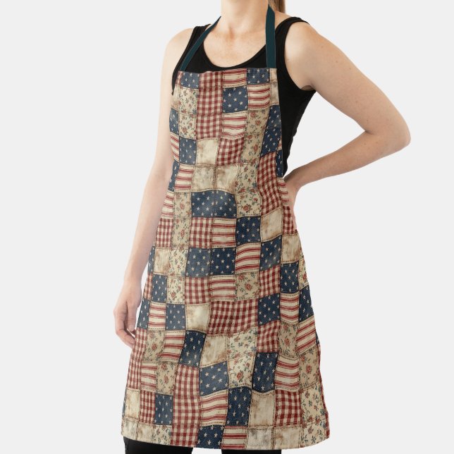 Rustic Americana Patchwork Style Apron (Insitu)