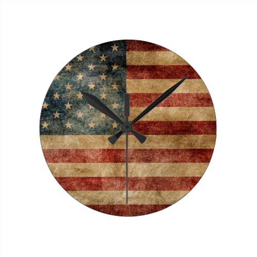 rustic americana,usa flag,grunge,vintage,tradition round wallclock
