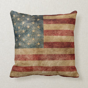 rustic americana,usa flag,grunge,vintage,tradition throw pillow