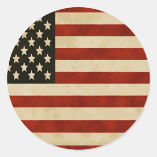 Rustic Americana Vintage American Flag Classic Round Sticker