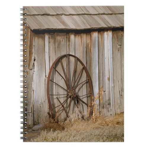Rustic Americana Wagon Wheel on Old Shed Notebook