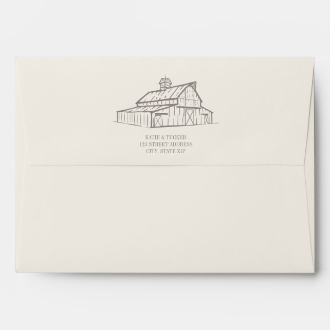 Rustic Amethyst Gray Fall Farm Wedding Envelope (Back (Top Flap))