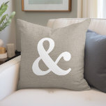 Rustic Ampersand Throw Pillow<br><div class="desc">Cute and simple rustic throw pillow design with a bold typography ampersand symbol or add your own custom monogram or text. Please note that the background is a printed faux burlap texture, the pillow cover is not made of burlap canvas material. Click the Customize It button to add your own...</div>
