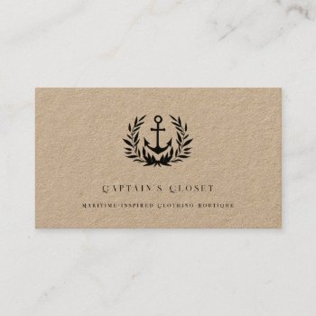 Rustic Anchor Logo Kraft Business Card by Momoms at Zazzle
