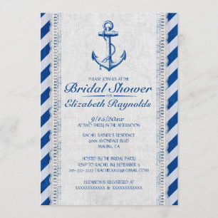 Rustic Anchor Nautical Bridal Shower Invitations