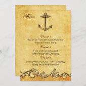 rustic anchor nautical wedding menu cards (Front/Back)