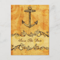 rustic anchor nautical wedding save the date announcement postcard