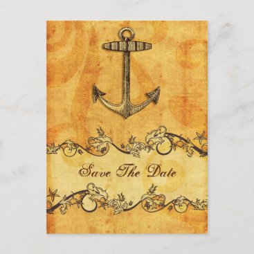 rustic anchor nautical wedding save the date announcement postcard