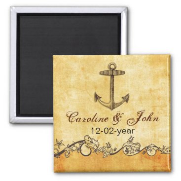 rustic anchor nautical wedding save the date magnet