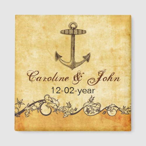 rustic anchor nautical wedding save the date magnet