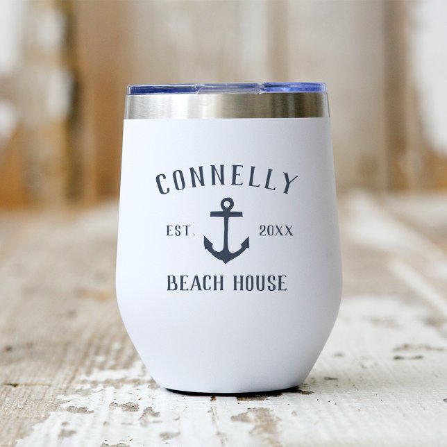 Rustic Anchor Personalized Beach House Thermal Wine Tumbler (Creator Uploaded)