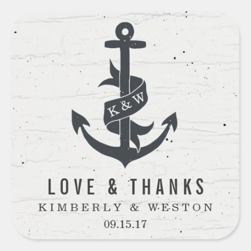 Rustic Anchor Personalized Wedding Favor Stickers