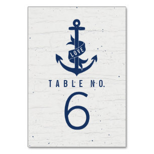 Rustic Anchor Table Number Cards / Navy