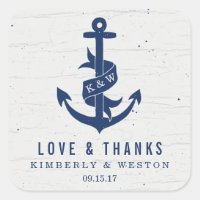 Rustic Anchor Wedding Favor Stickers / Navy