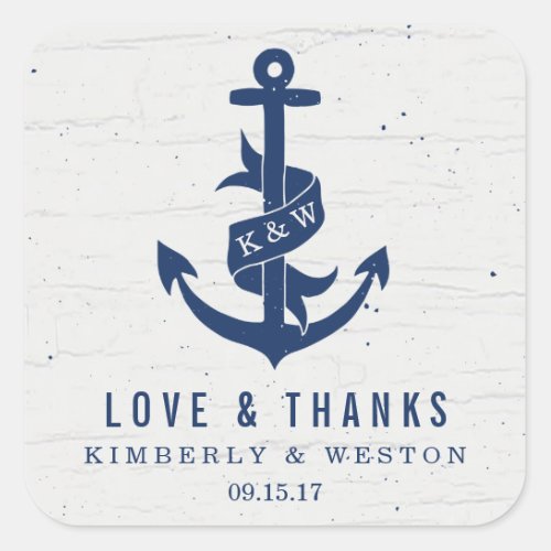 Rustic Anchor Wedding Favor Stickers  Navy