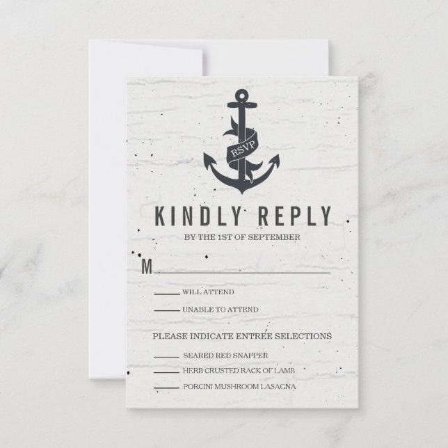 Rustic Anchor Wedding RSVP Card (Front)