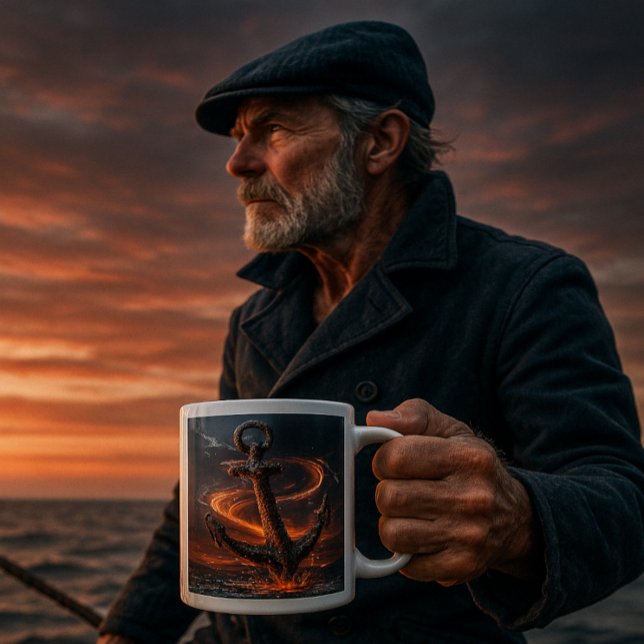 Rustic Anchor with Fire Light – Nautical Sea Lover Giant Coffee Mug (Creator Uploaded)