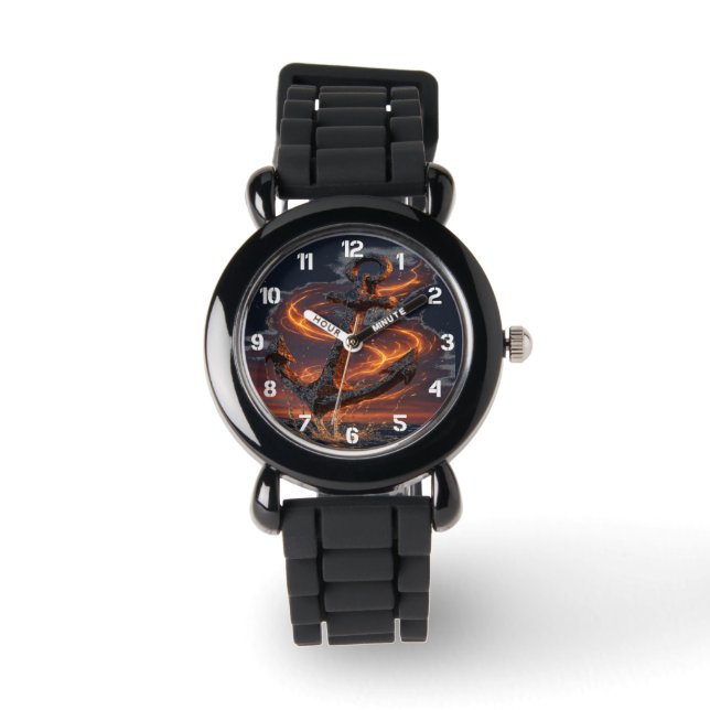 Rustic Anchor with Fire Light – Nautical Sea Lover Watch (Front)