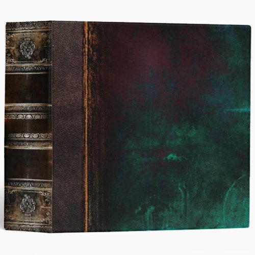 Rustic Ancient Tome Faux Black  Turquoise Binder