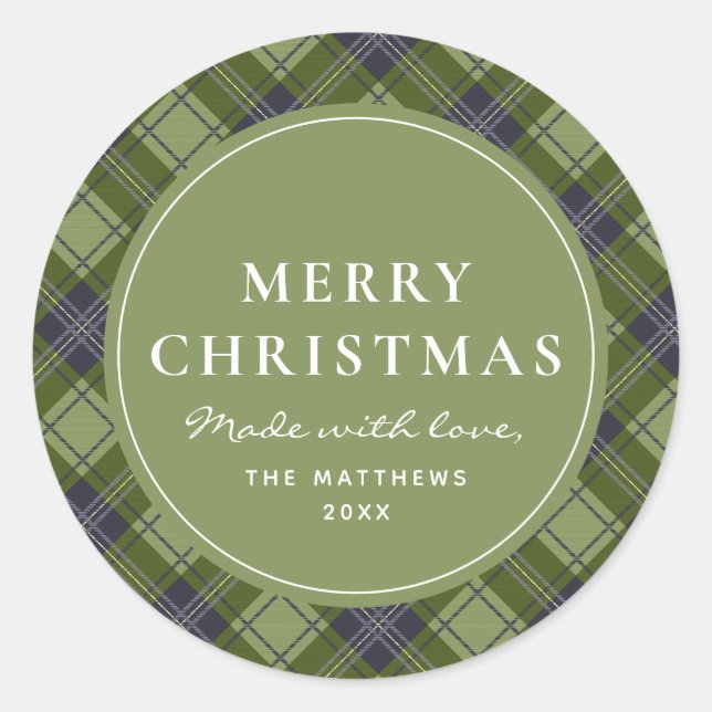Rustic and Classic Christmas Made With Love Round Sticker (Front)