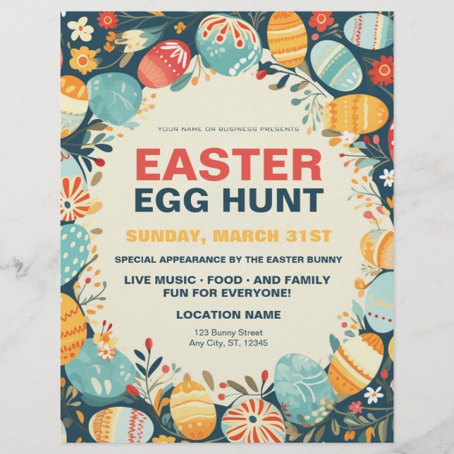 Rustic and Colorful Easter Egg Hunt Flyer (Front)
