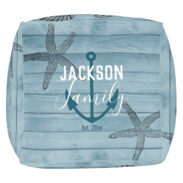 Rustic and Elegant Blue Wood Nautical Pouf