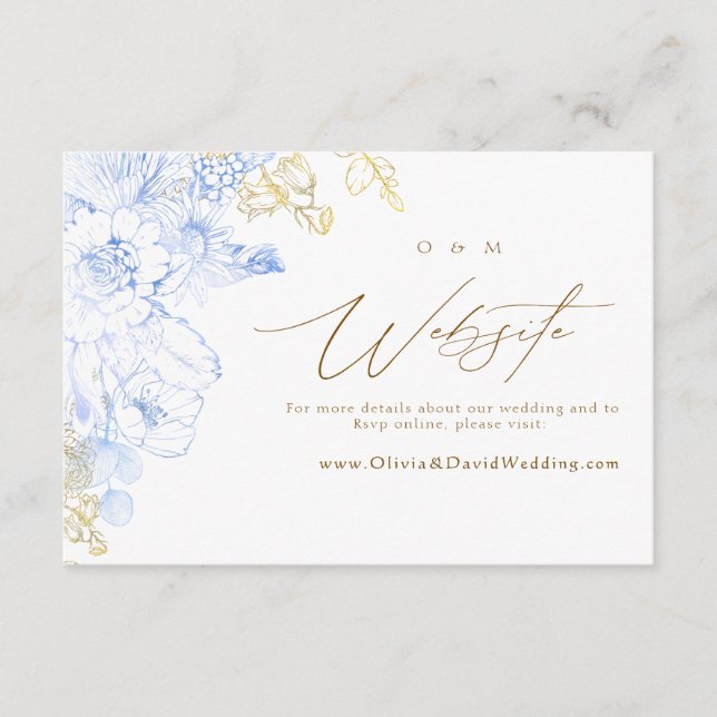 Rustic and elegant Florals Rose Gold Wedding Enclosure Card (Front)