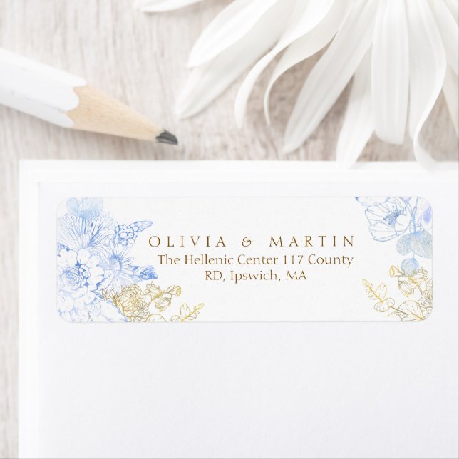 Rustic and elegant Florals Rose Gold Wedding  Label (Insitu)