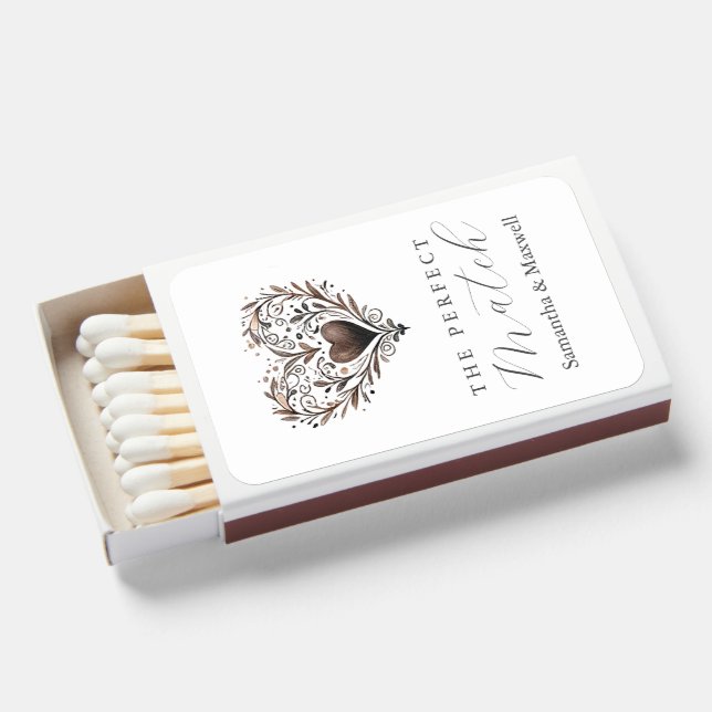 Rustic and Elegant Heart Wedding Matchboxes (Front Open)