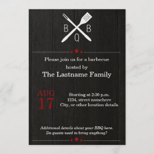 Rustic and Modern BBQ Invitations in Red