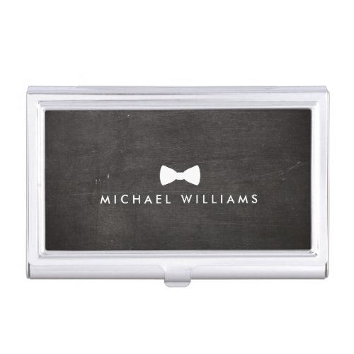 Rustic and Refined Mens Classic Bow Tie Logo Case For Business Cards