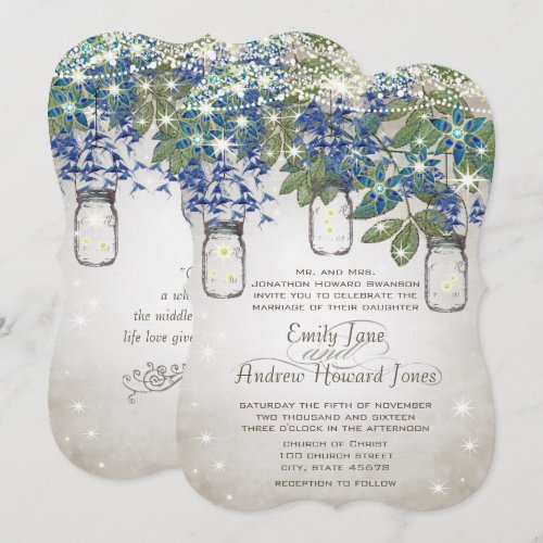 Rustic and Romantic Mason Jar Under the Stars Personalized Invitation